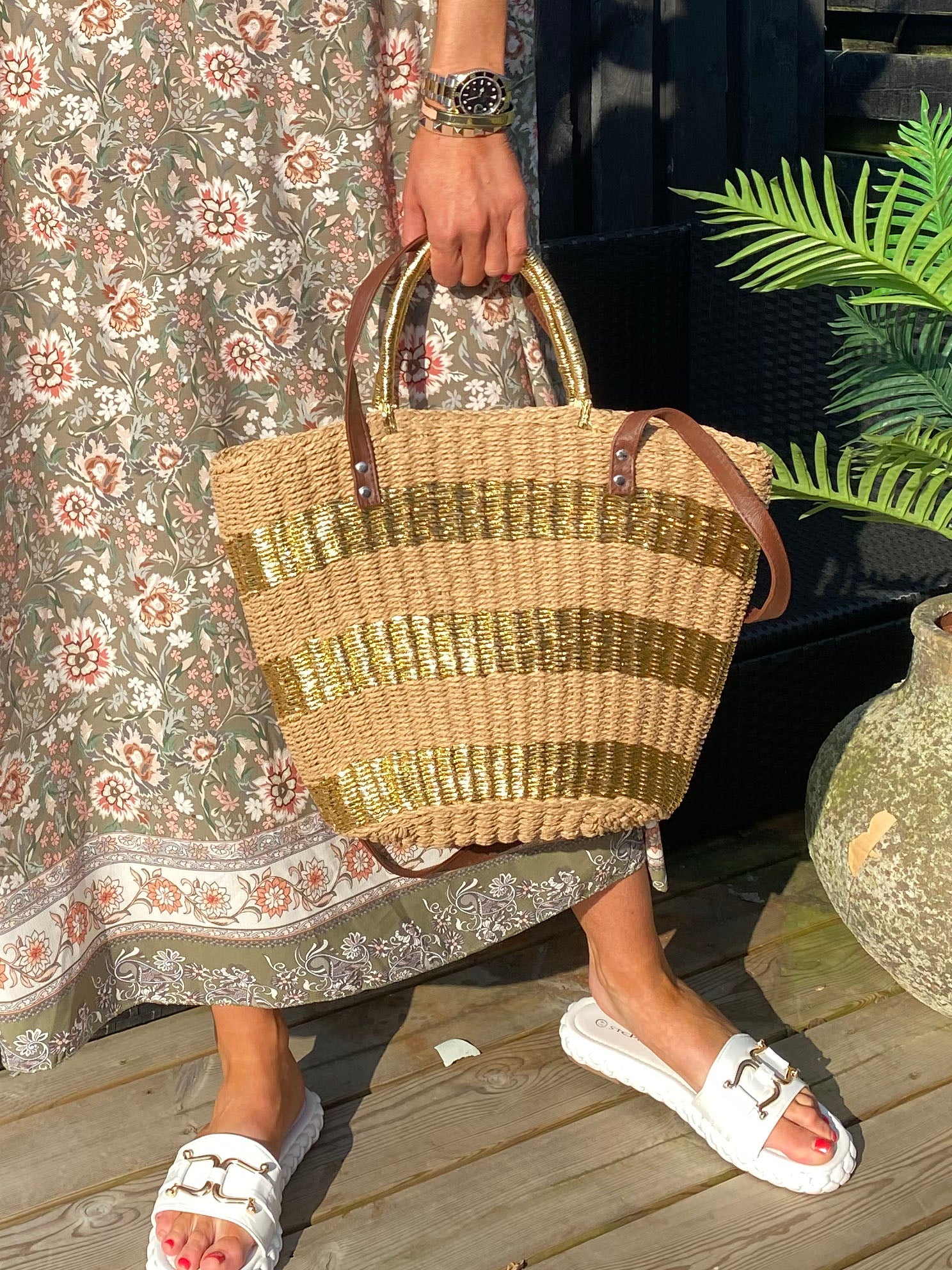 Minias - Strandtaske med striber og hank